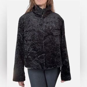 Mackintosh Black Faux Fur Swing Coat